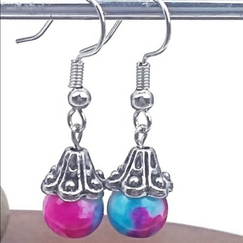 Pink Tye Dye Drop Earrings 10$